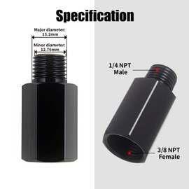 CNWZYMX 3/8 Inch Female to 1/4 Male NPT Adapter Pipe Fitting Reducing Extension Connectors for Air Line Aluminum Black