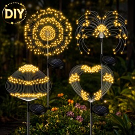 Solar Firework Garden Lights for Outdoor Decor – Shapeable Solar LED Stake Lights for Patio, Lawn & Pathway