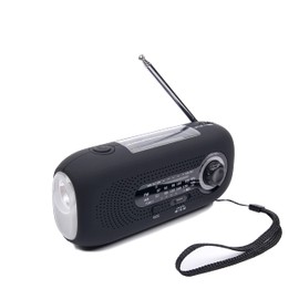 LACUCINO Emergency Weather Hand Crank Radios，SOS Alert AM FM NOAA Solar Radio with Flashlight Cell Charger for Home (Black)