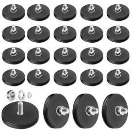 24 PCS Rubber Coated Magnets, AHIER Heavy Duty m6 Rubberized Magnets Base with Threaded Stud Neodymium Magnet Mounts for Rock Lights Bar Camera Mount Tool