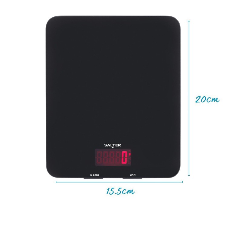 Salter Glass Electronic Digital Kitchen Scale, Black, 10 Kg Capacity