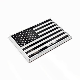 Perdecor US American Flag Sticker Emblem Black USA Decal Car Chrome Flags, 2 Pack, 3 x 2 inches