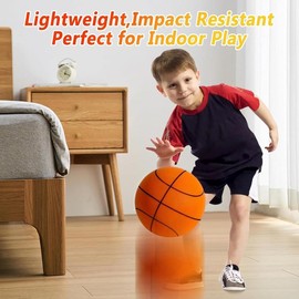 [Free basket] Children's indoor silent basketball, super soft and anti-noise, educational sports toy for young children - type: No. 7 ball, 24 cm in diameter, orange silent ball