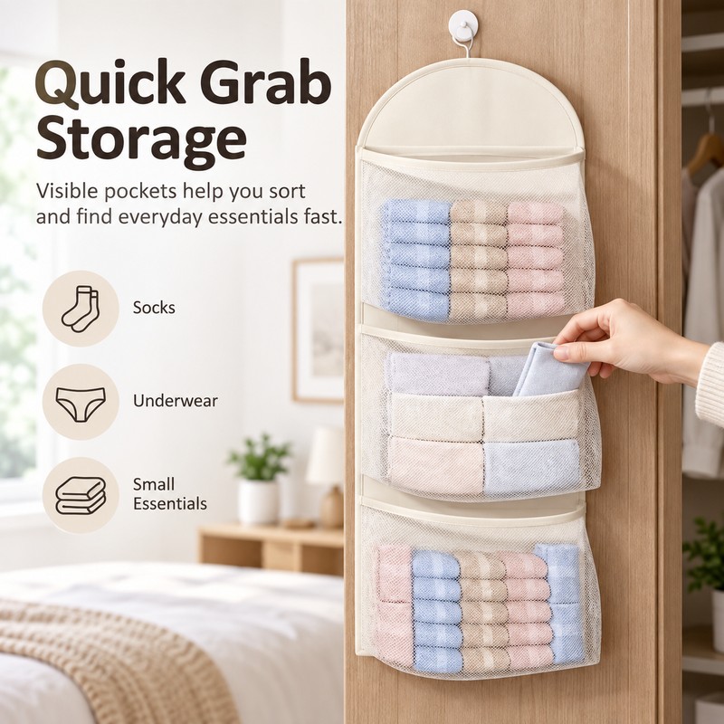 3-Tier Hanging Organizer for Underwear & Socks – Non-Woven Fabric