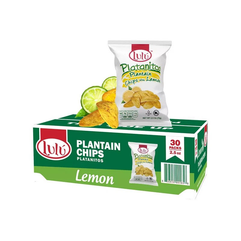 Lulu Platanitios Lemon Plantain Chips, 2.5 oz., 30 pk.