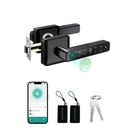 Fingerprint Smart Door Lock for Bedroom, Support Password IC Card Key Tuya App Unlock, Anti Theft Handle Smart Knob Lock, Fit Door Thickness 35-65mm for Home Interior Door