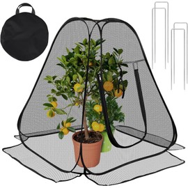 RGQSUN 2 Pack 28 x 28 x 32 Inch Pop-up Gardening Net Cover,Pest Guard Cover with Zip Entry and 8 Stakes,Fine Mesh Plant Tents for Vegetables Fruits Flowers