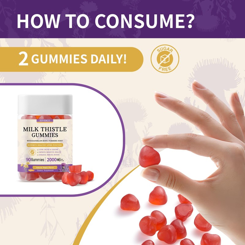 Milk Thistle Gummies with 2000MG Extract, Liver Health Support Gummies,