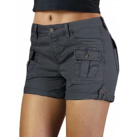 Flamingals Women's Cargo Shorts Low Waist Shorts for Women Trendy Summer Hiking Shorts with Flat Pocket Black 2XL