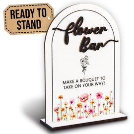 Stofinity Wooden Flower Bar Sign Bridal Shower Decor - Bloom Bar Sign Wedding Accessories For Reception, Bloom Bar Supplies for Wedding Table Decor