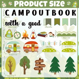 Funrous Camping Theme Bulletin Board Set Camp Classroom Decorations Summer Camper Tent Reading Book Cutouts for Woodland Party Back to School Library Door Wall Decor