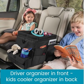 High Road - Organizador grande de asiento de coche CarHop para el asiento delantero o trasero para niños y adultos con bandeja para portavasos y bolsillos laterales y compartimento para enfriador