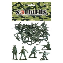 Bag of 50 Traditional Green Plastic Toy Soldiers for Army Military War Games