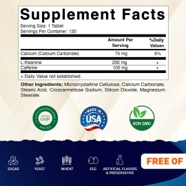 Vitamatic L-teanina 200mg Con Cafeína 100mg 120 Tabletas N/a