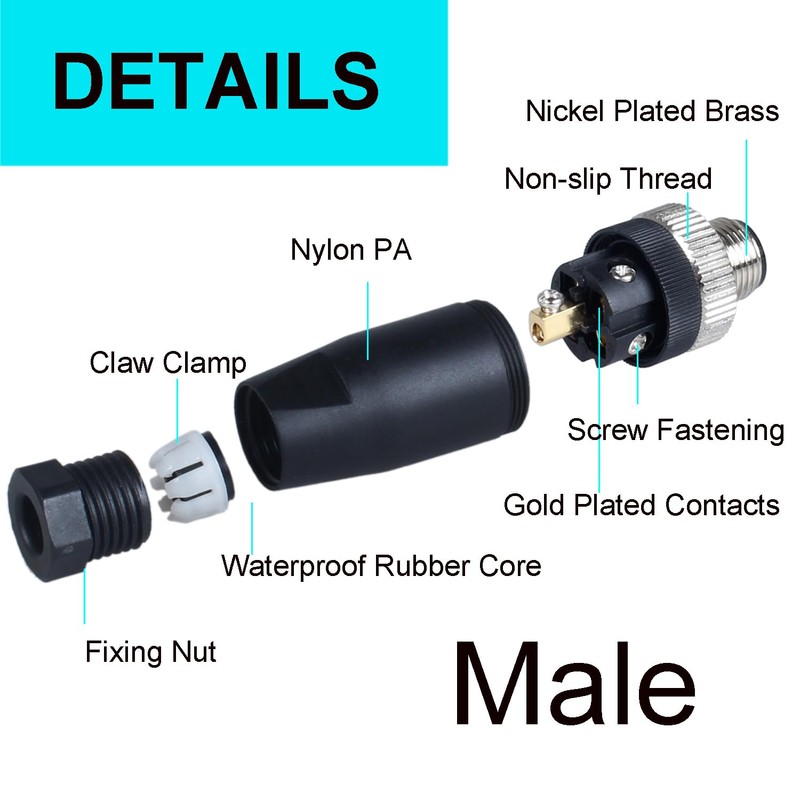 DIANQI 12mm M12 Male & Female Socket Panel Aviation Wire