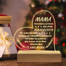 Petalsun Regalos para Mamá - Engraved Wooden Base Lamp, Regalo de Cumpleaños para Mamá Mujeres, Gifts for Mom from Daughter Son