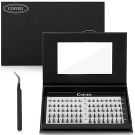 COFIER （Invisible Band）Cofier DIY Lash Kit Press on Lash No Glue Lash Self-Adhesive Eyelash Kit with Invisible Band for a Seamless Look, Beginner-Friendly Individual Lashes with Tweezers 80 PCS - Specification: Vivid （C-curl/80pcs）