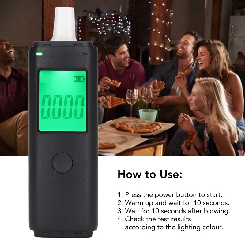 Breathalyzer Breath Tester Meter LED Digital Display Accurate Portable Testing