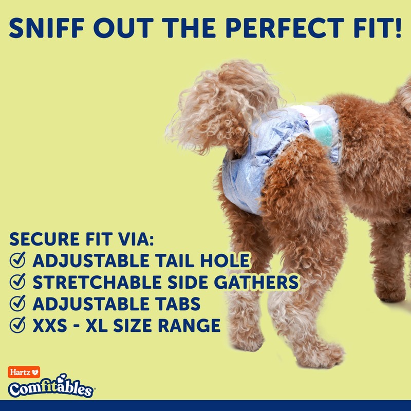 New! Hartz Comfitables Disposable Dog Diapers, Size XS 12 Count,