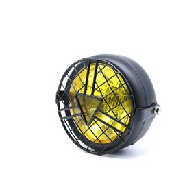 evomosa Universal motorcycle headlight, 6‘’ halogen headlight with lampshade cover retro for Cafe Racer Bobber Chopper CG125 GN125 (Yellow)