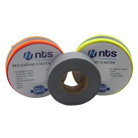 NTS Sewing Technology, 10 Metres, High-Quality Reflective Tape, Reflective Tape, for Sewing, in 7 Widths, Choice of Colours (Yellow-Silver-Yellow, 50)