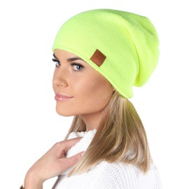 Mikos* Beanie for Women, Spring/Autumn Hat, Long Slouch Beanie, High Wearing Comfort, Available In Many Colours - neon yellow