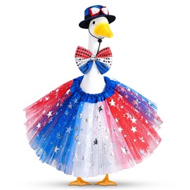 JcHrmers 4th of July Porch Goose Outfits Independence Day Decorations Clothes Flag 23'' Goose Costume for Lawn Patio Decor (Style 3)