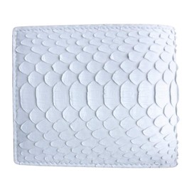 Dom Teporna Snakeskin Bi-fold Wallet, Genuine Leather, Python, Leather, Small Wallet, Large Capacity, Bifold Coin Purse, Bill Holder, Card Case, Wallet, Men's, Women's, White