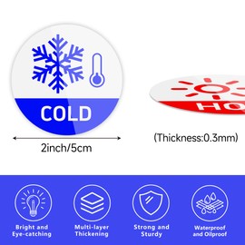 6PCS Hot and Cold Sign， Self-adhesive Waterproof and Durable Cold and Hot Stickers, Warning Label Signs for House ，Kindergarten，Business, Bathroom,Office, Faucets Sinks