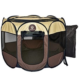 TheHitDeal Puppy Playpen – Medium Sized Pet Playpen for Indoor & Outdoor use, Playpen for Dogs, Cats, Pets – Portable Collapsible Small Dog Playpen Crate with Mesh Side Panels - Carry Bag Included