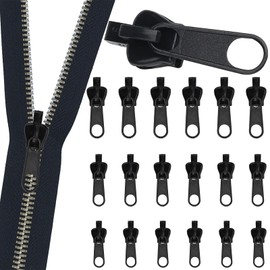 18Pcs/Set Fix Zip Puller Zipper Repair Kit Zip Slider Repair Instant Kit Detachable Zipper Head Instant Zipper Pull Replacement for Coat Jacket Luggage Backpack 3Size (Black)