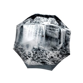 Canadian Umbrella Waterfall Design - Extra Large Umbrella Windproof - Stick Designer Umbrella for Women and Men - Black and White Rain Umbrella with Hook Handle - Fashion Stylish Umbrella by LB