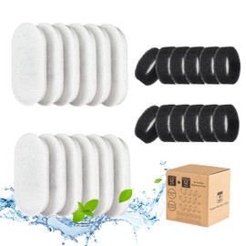 Cat Water Fountain Filters, 24 Pack Cat Fountain Filters, Cat Fountain Replacement Filters for 67oz/2L&108oz/3.2L Stainless Steel Cat Water Fountain, Pet Water Fountain Filters (12 Filters&12 Sponges)