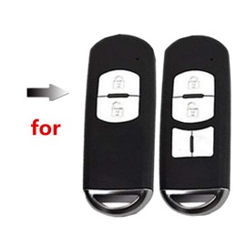 Happyit Leather Car Key Cover Case Keychain for Mazda 2 3 5 6 CX3 CX4 CX5 CX-5 CX7 CX9 Axela Atenza 2 Buttons Fob Keyless (Black)