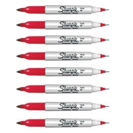 Sharpie Twin Tip Permanent Markers Red Pack Of 8 Quick Dry Fade Resistant Ink