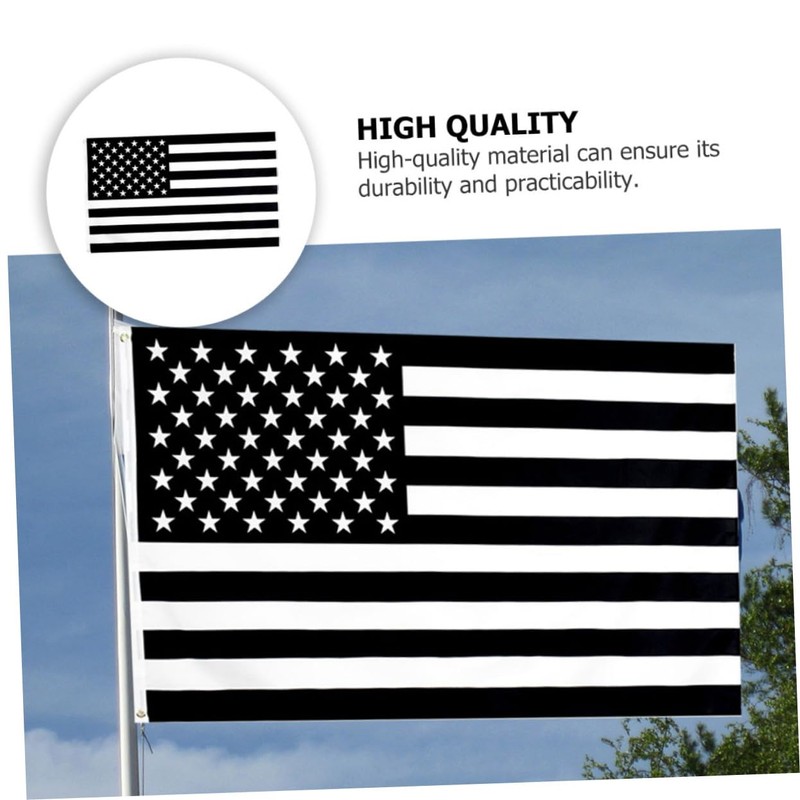 Sosoport 1pc American Flag Garden Banner Decoration Black White Stripe