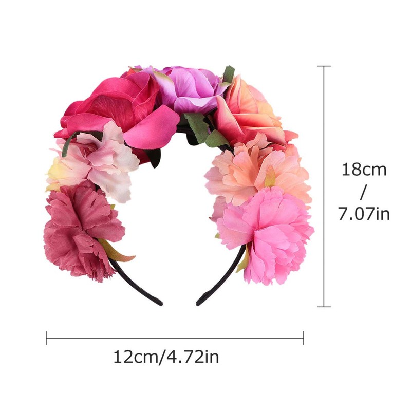 minkissy Mexican Headband Halloween Party Wreath Crown Headpiece Rose Garland