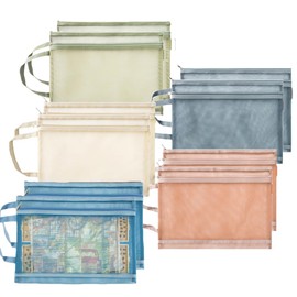 Primst Mesh Zippered Storage Bags, Colored Double Layer Nylon Pouch Bags for Building Blocks, Bead, Tool, Sewing, Art Crafts, Office Supplies, School Organizing Storage (10,A4-2layers)