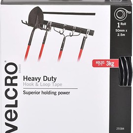 VELCRO Brand Heavy Duty Hook and Loop Tape | Cut Strips to Length | 50mm x2.5m | Black