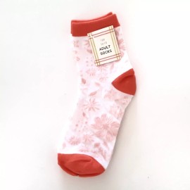 Made for Retail Women's Novelty Floral Socks Size 9-11 Coral Pink 1 Pair