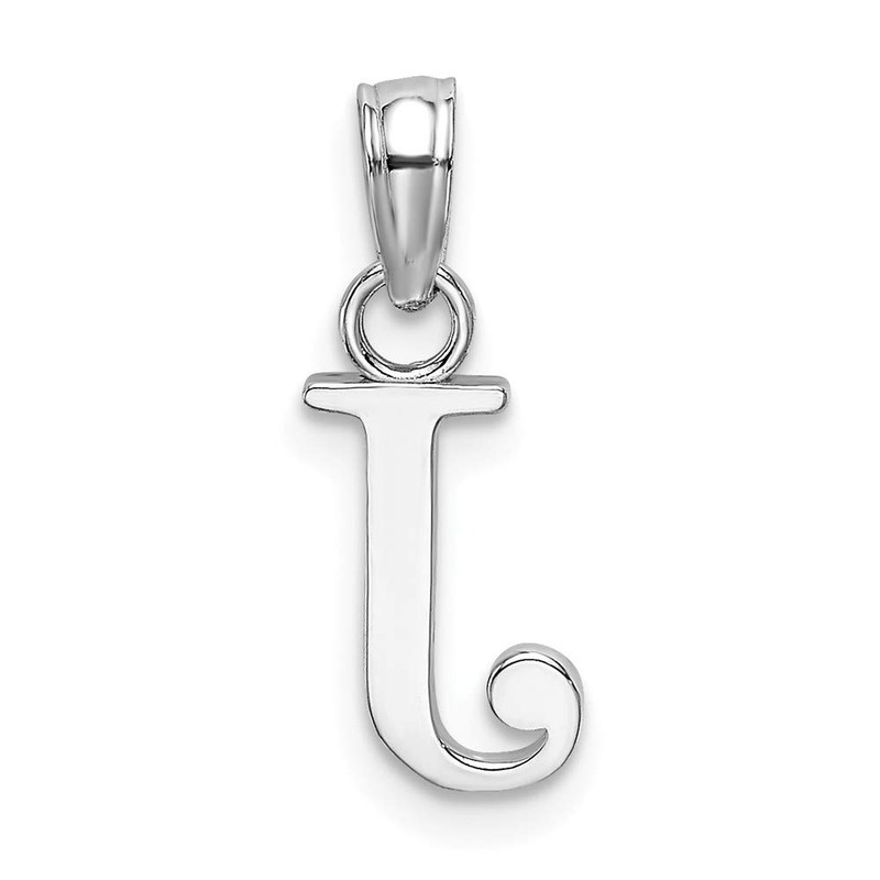 Solid 14K White Gold J Block Initial Letter Alphabet Charm