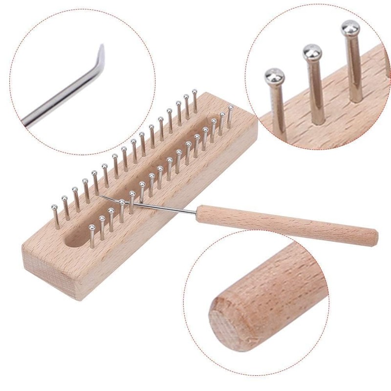 Beufee Wooden Knitting Loom with Elbow Crochet Hook Rectangular Hand