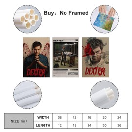 KUNYOS Dexter Poster (Set of 3) Unframed TV Series Vintage Retro Canvas Posters 08x12inch(20x30cm)-3pcs Style-1