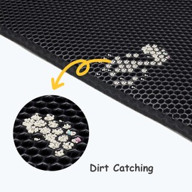 DOTPURFECT Cat Litter Mat, 29.9'' x 35.8'' Cat Litter Trapping Mat, Large Double Layer Waterproof Proof litter box mat, Non-Slip Design, Reduces Litter Scatter, Easy to Clean, Black