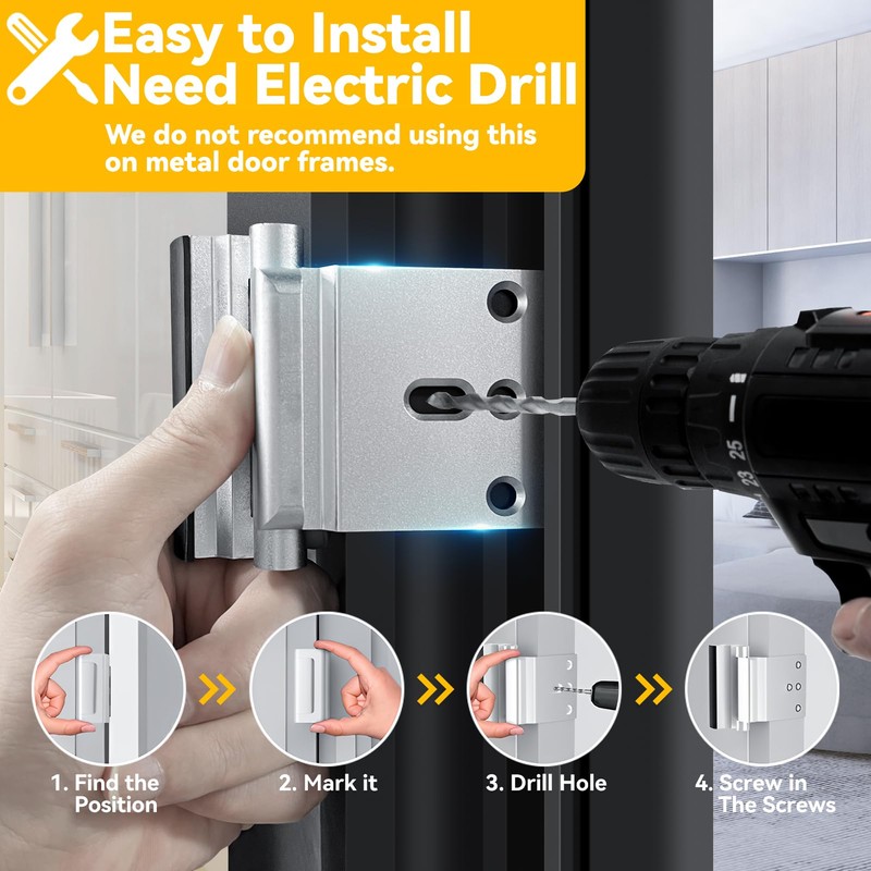 4 Pack Home Security Door Lock Withstand 800 lbs for