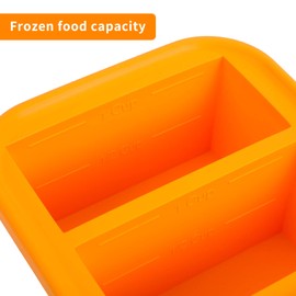 NAKTOW Silicone Freezing Tray with Lid - 1-Cup 2 Pack Freezer Containers,Make 2 Perfect Freezing,Storing Soups, Foods, Stews, Dips or Sauces Simple and Convenient Color Orange