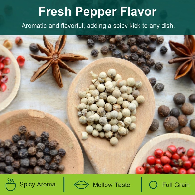 Soeos White Peppercorns, 18oz (Pack of 1), Non-GMO, Kosher, Packed