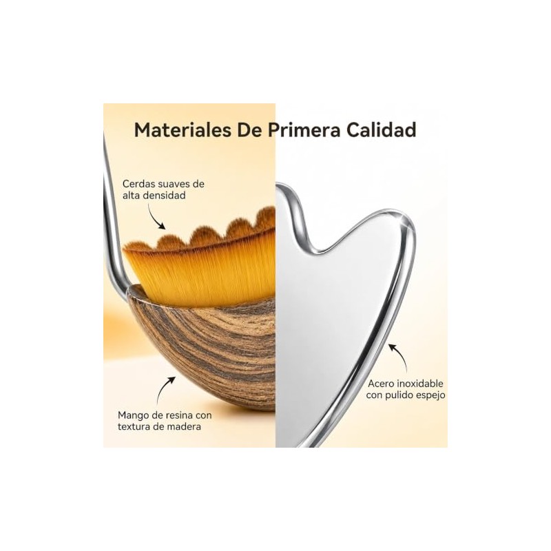 Inoxidable Kit Cepillo Facial Contorno Linfático Reducir Hinchazó