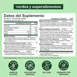 Bloom Nutrition Super Greens, Polvo de Jugo Verde | Suplemento con Probióticos, Prebióticos, Fibra, Enzimas Digestivas, Superfoods y Antioxidantes | S