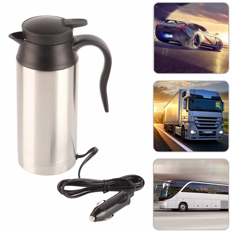 750ML Stainless Steel Car Electric Kettle Coffee Tea for Thermos